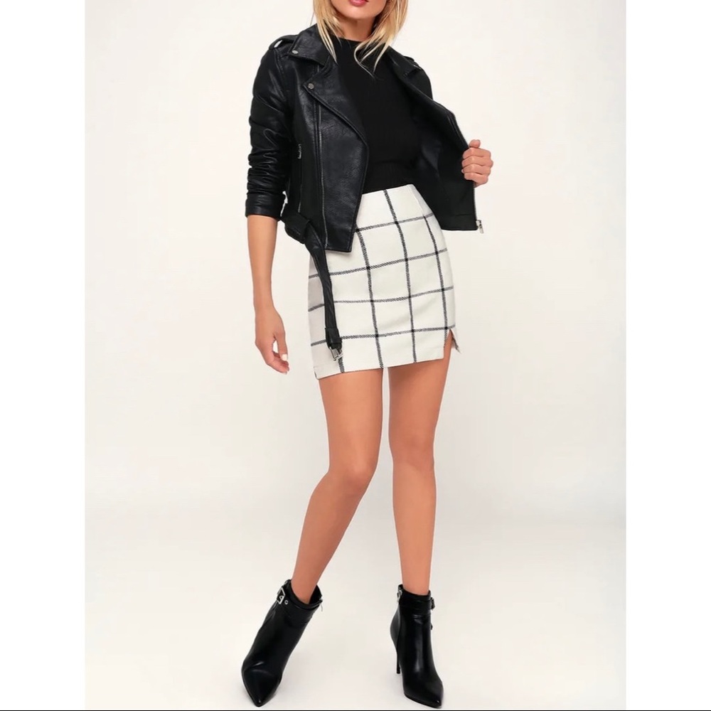 Spence White Plaid Mini Skirt
